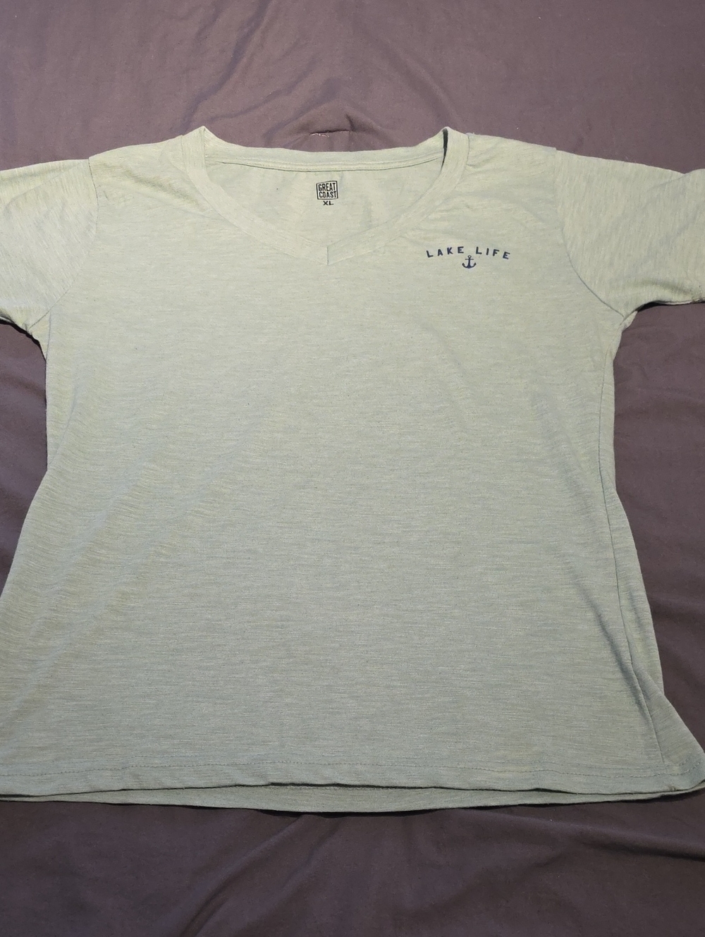Lake Life V-Neck Tee - Light Sage